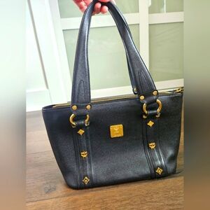 MCM Grained Calfskin Black Shoulder Bag
